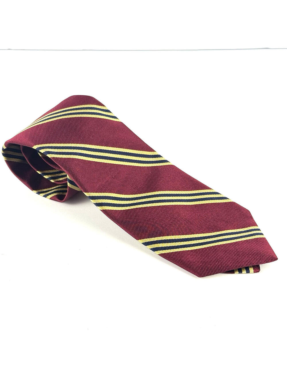 Brooks Brothers 346 Pure Silk Red Gold Striped Neck Tie Made in Italy